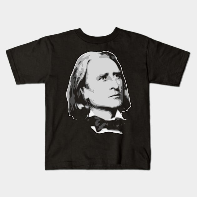 Franz Liszt Black and White Kids T-Shirt by Nerd_art